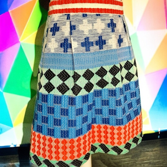 Novis Multicolor Woven Jacquard Pleated A-Line Skirt Resort 2015 Collection SZ6 - Picture 2 of 12